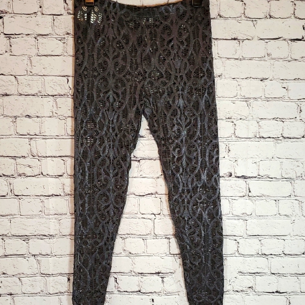 RACHEL Rachel Roy Gray Lace Leggings/Footless Tights Size M NWOT